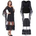 Belle Poque Retro Vintage Sexy Women's Ruffled Lace Hem See-Through Long Skirt BP000348-1